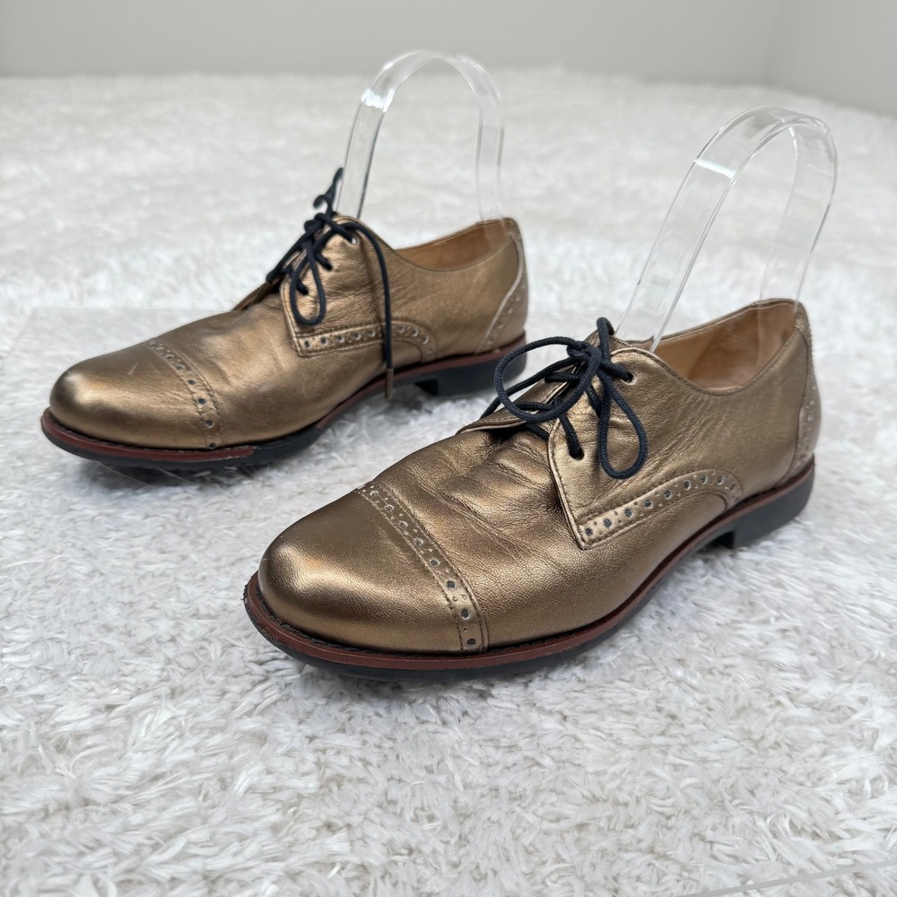Cole Haan Oxfords Women's 6B Bronze Brogue Lace Up Dress Shoes Metallic Size